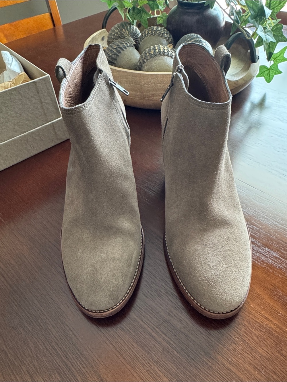 Women’s Taupe Suede Ankle Boots Wet Pebble